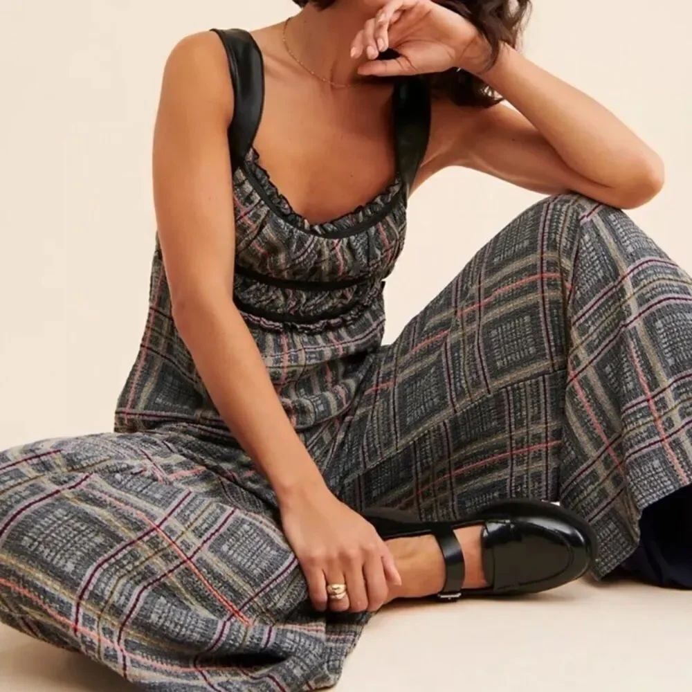 Free People Marley Plaid One Piece Jumpsuit - Picture 3 of 6